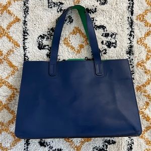 BODEN blue leather tote purse